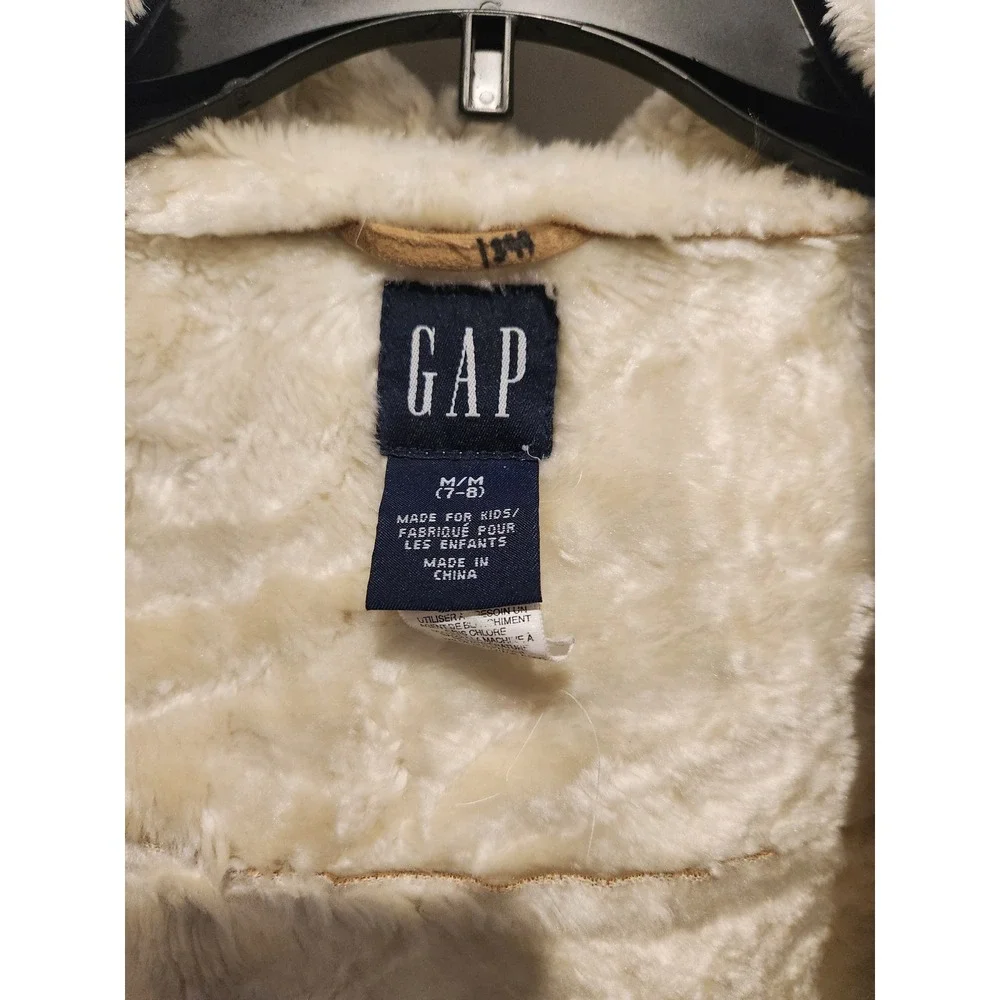 Y2K Gap Tan Faux Suede Hooded Coat Faux Fur Lined Tan Brown Medium 7-8